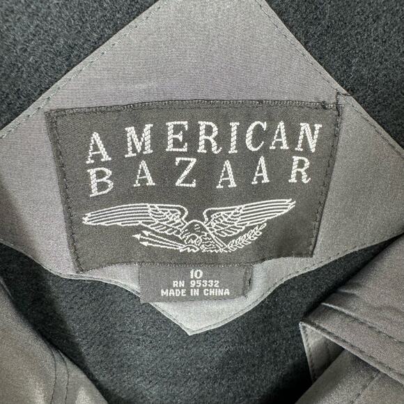 American Bazaar Vintage Gray Long Removable Lining Button Front Coat Size 10 - Picture 4 of 11